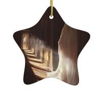 Décoration de Noël en céramique en forme d'étoile - Fantômes MJHKXLJ dans le couloir - Accessoires de sapin de Noël imprimés pour centres commerciaux, fenêtres et bureaux