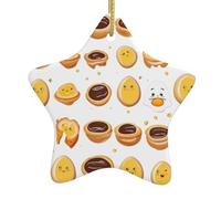 Décoration de Noël en céramique en forme d'étoile HJFCZH Desserts imprimés pour décorations de vacances dans les centres commerciaux, supermarchés et maisons