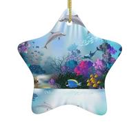 Décoration de Noël en céramique en forme d'étoile WHJDPP bleu océan poisson sous-marin à suspendre Décoration d'intérieur pour centres commerciaux maisons et points de vente au détail