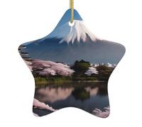 Décoration de Noël en céramique en forme d'étoile WHJDPP Mont Fuji au début du printemps pour décoration de vacances dans les centres commerciaux, supermarchés et maisons