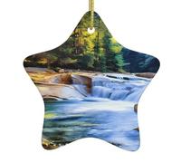 Décoration de Noël en céramique en forme d'étoile WHJDPP Montagne et lac à suspendre Décoration d'intérieur pour centres commerciaux maisons et points de vente au détail