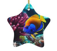 Décoration de Noël en céramique en forme d'étoile WHJSHOP Océan Poisson tropical Corail Monde sous-marin Décoration de vacances dans les centres commerciaux, supermarchés et maisons