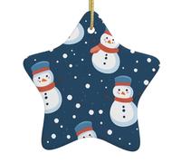 Décoration de Noël en céramique en forme d'étoile WHJSSF Bonhomme de neige Sourire Impression pour décorations de vacances dans les centres commerciaux, supermarchés et maisons