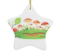 Décoration de Noël en céramique en forme d'étoile WHJSSF Pomme sous champignons Décoration de vacances dans les centres commerciaux, supermarchés et maisons