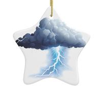 Décoration de Noël en céramique en forme d'étoile YYHHAOFA assourdissant tonnerre et foudre Accessoires pour sapin de Noël pour centres commerciaux, fenêtres et bureaux