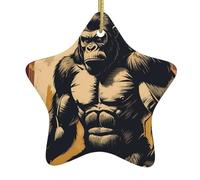 Décoration de Noël en céramique en forme d'étoile YYHHAOFA Cartoon King Kong Accessoires pour sapin de Noël pour centres commerciaux, fenêtres et bureaux