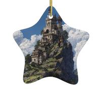 Décoration de Noël en céramique en forme d'étoile YYHHAOFA Le château au sommet de la colline, accessoires pour sapin de Noël, centres commerciaux, fenêtres et bureaux