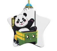 Décoration de Noël en céramique en forme d'étoile YYHHAOFA Panda faisant un tour - Accessoires pour sapin de Noël - Accessoires pour centres commerciaux, fenêtres et bureaux