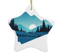 Décoration de Noël en céramique en forme d'étoile YYHWHJDE Coucher de soleil sur les éclats de verre imprimés pour décorations de vacances dans les centres commerciaux, supermarchés et maisons