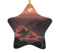 Décoration de Noël en céramique en forme d'étoile YYHWHJDE Lever de soleil dans la vallée pour décoration de vacances dans les centres commerciaux, supermarchés et maisons