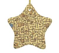 Décoration de Noël en céramique en forme d'étoile YYHWHJDE Treasure Labyrinthe Impression Arbre de Noël Accessoires pour centres commerciaux fenêtres et bureaux