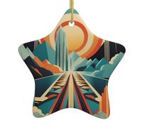 Décoration de Noël en céramique en forme d'étoile YYHWHJDE Un monde coloré imprimé pour les décorations de vacances dans les centres commerciaux, supermarchés et maisons