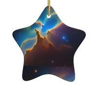 Décoration de Noël en céramique en forme d'étoile YYHWHJDE Univers Espace Nébuleuse Accessoires pour sapin de Noël pour centres commerciaux, fenêtres et bureaux