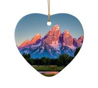 Décoration de Noël en céramique - Étoile ou cœur - Décoration à suspendre - Arbre de Noël - Décoration d'intérieur - Parc national de Grand Teton