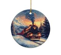 Décoration de Noël en céramique Express du pôle Nord Sapin de Noël | Décorations Rond Pendentifs Créatif Ornements de Noël en Céramique pour Artisanat salon Famille