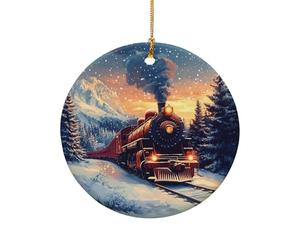 Décoration de Noël en céramique Express du pôle Nord Sapin de Noël | Décorations Rond Pendentifs Créatif Ornements de Noël en Céramique pour Artisanat salon Famille