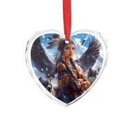 Décoration De Noël en Céramique Femme Louve Autochtone Américaine Souvenirs De Noë Festive Et Cadeau Rond pour Amoureux Maman 7.3Cm