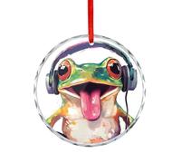 Décoration De Noël en Céramique Grenouille Mignonne Qui Tire La Langue Souvenirs De Noë Souvenir Festive Et Cadeau pour Maman Amoureux 7.3Cm