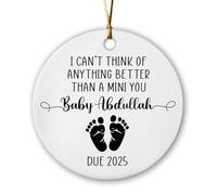 Décoration de Noël en céramique « I Can't Think Anything Better Than A Mini You » - Annonce de grossesse personnalisée - Ornements de bébé en raison de 2025 - Cadeau personnalisé pour nouveau papa et