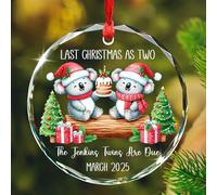 Décoration De Noël en Céramique J'Attends des Jumeaux pour Noël Souvenirs De Noë Festive Et Cadeau La Maison pour Parents Papa 7.3Cm