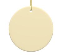 Décoration de Noël en céramique jaune amande, boule ronde imprimée double face avec ficelle dorée pour décoration de sapin de Noël, maison, magasin et bureau