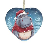 Décoration De Noël en Céramique Je Veux Juste Un Hippopotame Décorations De Noël Souvenir Décoration en Céramique pour Papa Amoureux 7.3Cm
