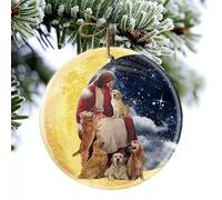 Décoration De Noël en Céramique Jesús AMA A Los Perros Pendentifs en Porcelaine Festive Et Cadeau Souvenirs De Noë pour Amoureux Papa Maman 7.3CM