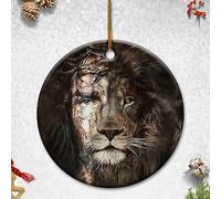 Décoration De Noël en Céramique Jesús Y El León Décoration en Céramique La Maison Pendentifs en Porcelaine pour Maman Papa Parents 7.3CM