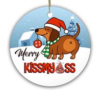 Décoration De Noël en Céramique Joyeux Bisous Mon Teckel Pendentifs en Porcelaine La Maison Décorations De Noël pour Parents Papa 7.3Cm