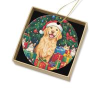 Décoration De Noël en Céramique Joyeux Et Chats Pendentifs De Noë Merry Christmas Décorations De Noël pour Pendaison De Crémaillère Papa 7.3Cm
