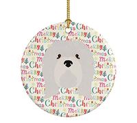 Décoration De Noël en Céramique Joyeux Noël À Lhasa Apso Souvenirs De Noë Souvenir Merry Christmas pour Amoureux Papa 7.3Cm