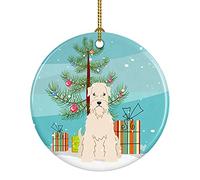 Décoration De Noël en Céramique Joyeux Sapin De Noël Terrier À Poil Doux À Poil Doux Décorations en Céramique Festive Et Cadeau Merry Christmas pour Pendaison De Crémaillère Parents 7.3Cm