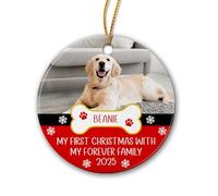 Décoration De Noël en Céramique Mon Premier Noël avec Ma Famille pour Toujours Pendentifs en Porcelaine Festive Et Cadeau Rond pour Maman Amoureux 7.3Cm
