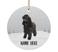 Décoration De Noël en Céramique Nom Personnalisé Anglais Cocker Spaniel Noir Debout Souvenirs De Noë Merry Christmas Rond pour Amoureux Papa 7.3Cm