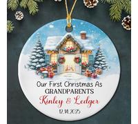 Décoration De Noël en Céramique Nos Premiers en Tant Que Grands-Parents Créatif Décoration Sapin De Noël Personnalisé Céramique Ornement pour Salon Activités Artisanat