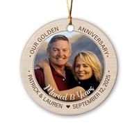 Décoration De Noël en Céramique Notre Jubilé d'or Personnalisées Pendentifs De Noë Rond pour Papa Amoureux 7.3Cm