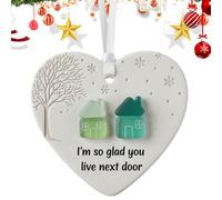 Décoration de Noël, en céramique, pendentif en forme de cœur, décoration saisonnière pour salon, chambre à coucher, balcon, pour adolescents, adultes, femmes, voisins