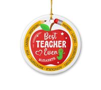 Décoration de Noël en céramique personnalisée Best Teacher Ever 2025, cadeau de Noël pour Thanksgiving, décorations de sapin de Noël, cadeaux souvenirs de Noël