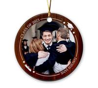 Décoration De Noël en Céramique Photo De Remise des Diplômes Personnalisées Pendentifs en Porcelaine Rond pour Amoureux Maman 7.3Cm