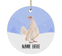 Décoration De Noël en Céramique Poule Serama Personnalisée avec Nom Décorations en Céramique Souvenir Rond pour Papa Parents 7.3Cm