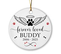 Décoration de Noël en céramique pour chien - Souvenir de condoléances pour toujours aimé - Cadeau pour la perte d'un animal de compagnie - Cadeau de souvenir personnalisé - Ailes d'ange - Décoration à