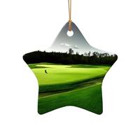 Décoration de Noël en céramique pour décoration de Noël Motif parcours de golf Vert