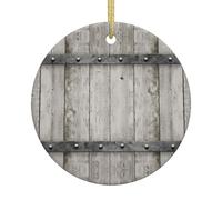 Décoration de Noël en céramique pour porte de grange, boule ronde imprimée double face avec ficelle dorée pour décoration de sapin de Noël, maison, magasin et bureau