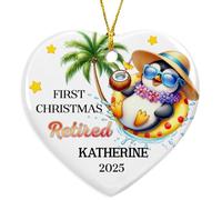 Décoration de Noël en céramique pour premier Noël, nom et année personnalisés, décoration de départ à la retraite 2025, cadeau souvenir de Noël pour amis, collègues, hommes et femmes, ornements de