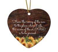 Décoration de Noël en céramique pour sapin de Noël avec inscription « From The Rising of the Sun to The Place Where It Sets The Name of The Lord Is to Be Praise »