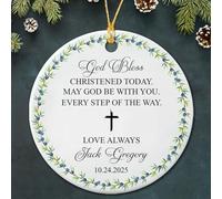 Décoration De Noël en Céramique Que Dieu Bénisse Le Baptisé Rond Décoration Sapin De Noël Élégant Céramique Ornement pour Fenêtre Famille Activités