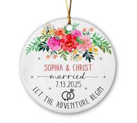 Décoration De Noël en Céramique Que L'Aventure Commence Personnalisées Pendentifs en Porcelaine La Maison pour Amoureux Parents 7.3Cm