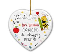 Décoration de Noël en céramique « Thank You for Bee-ing an Amazing Principal » - Décoration de Noël 2025 - Décoration de Noël en céramique pour sapin de Noël
