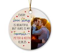 Décoration De Noël en Céramique Toutes Les Histoires d'amour Préférées Personnalisées Pendentifs De Noë Festive Et Cadeau pour Maman Amoureux 7.3Cm