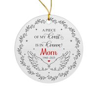 Décoration De Noël en Céramique Un Morceau De Mon Cœur Est Au Paradis Cadeau pour La Perte d'un Être Cher Décoration en Céramique La Maison Pendentifs en Porcelaine pour Parents Papa 7.3Cm